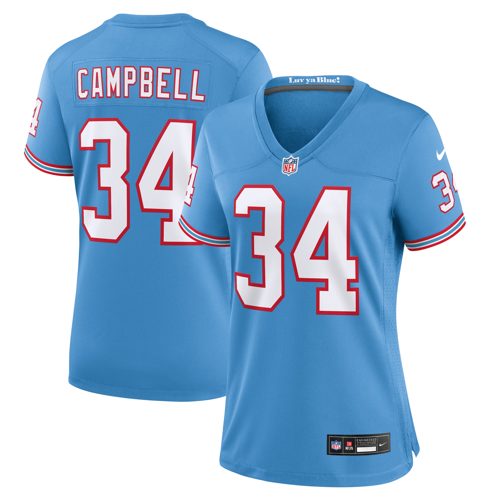 Earl Campbell Light Tennessee Titans Throwback Game Jersey - Women's