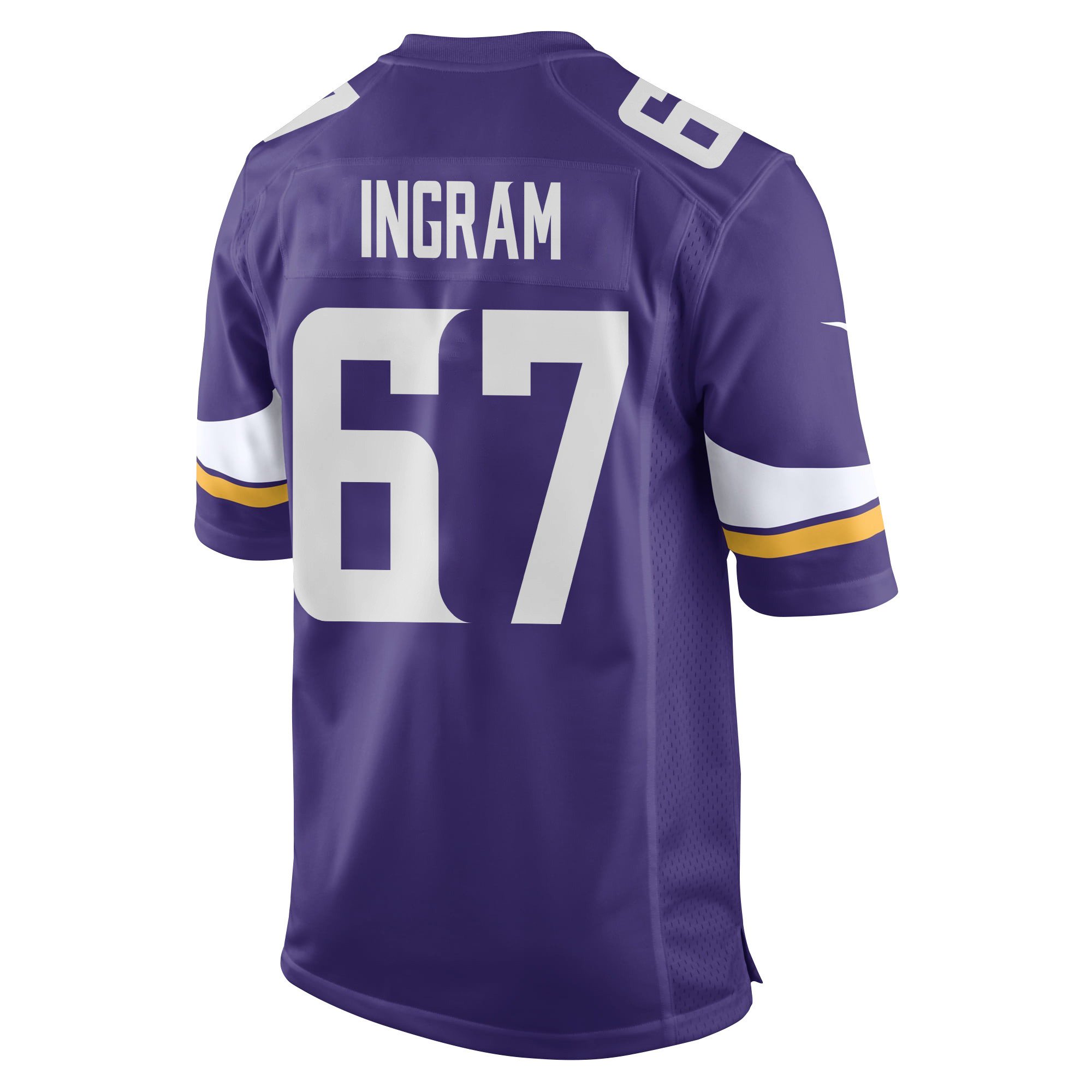 Alternative view of Ed Ingram #67 Minnesota Vikings Super Bowl LIX Game Jersey - Men's | Purple