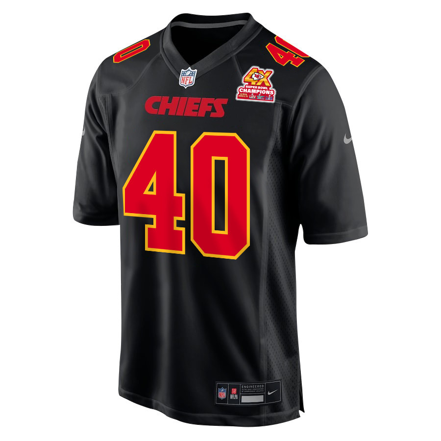 Alternative view of Ekow Boye-Doe #40 Kansas City Chiefs Super Bowl LVIII Champions 4X Game Jersey - Men's | Carbon Black