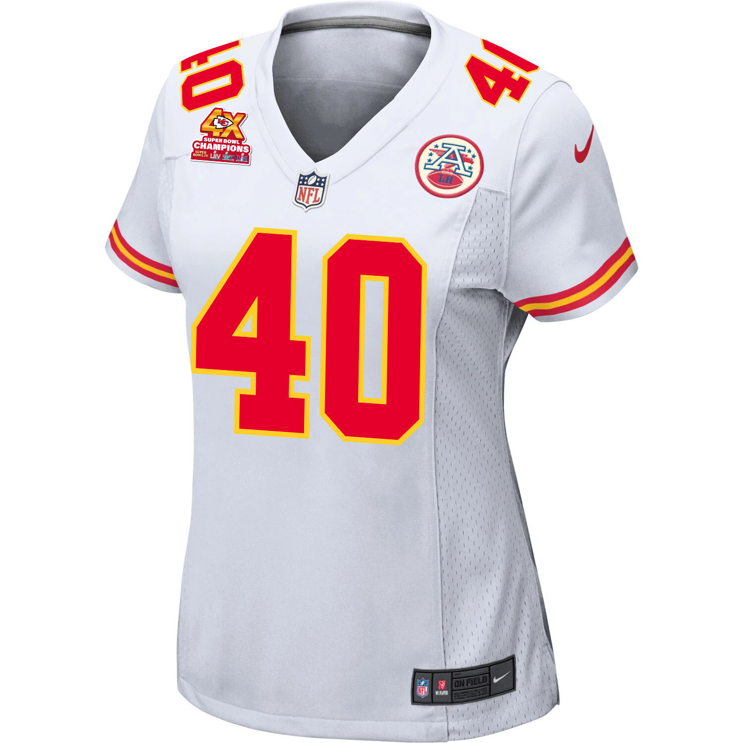 Alternative view of Ekow Boye-Doe #40 Kansas City Chiefs Super Bowl LVIII Champions 4X Game Jersey - Women's | White