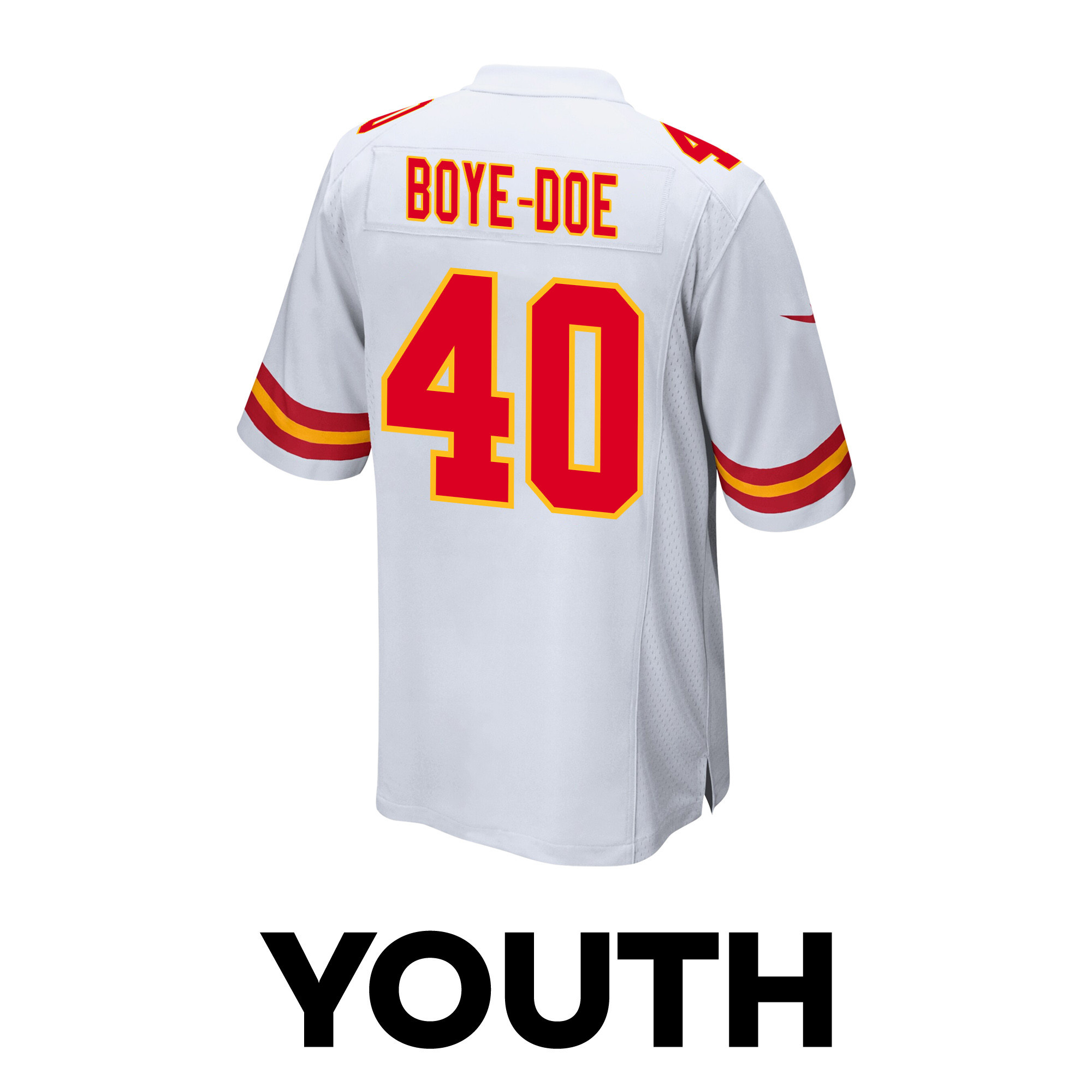 Ekow Boye-Doe #40 Kansas City Chiefs Super Bowl LVIII Champions 4X Game Jersey - Youth | White - Image 3