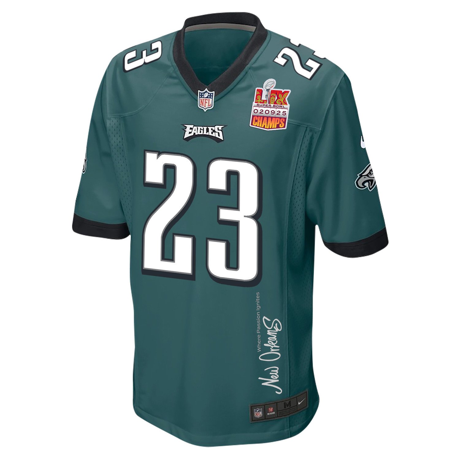Eli Ricks #23 Philadelphia Eagles Super Bowl LIX Champions Patch Game Jersey - Men's | Midnight Green - Image 3