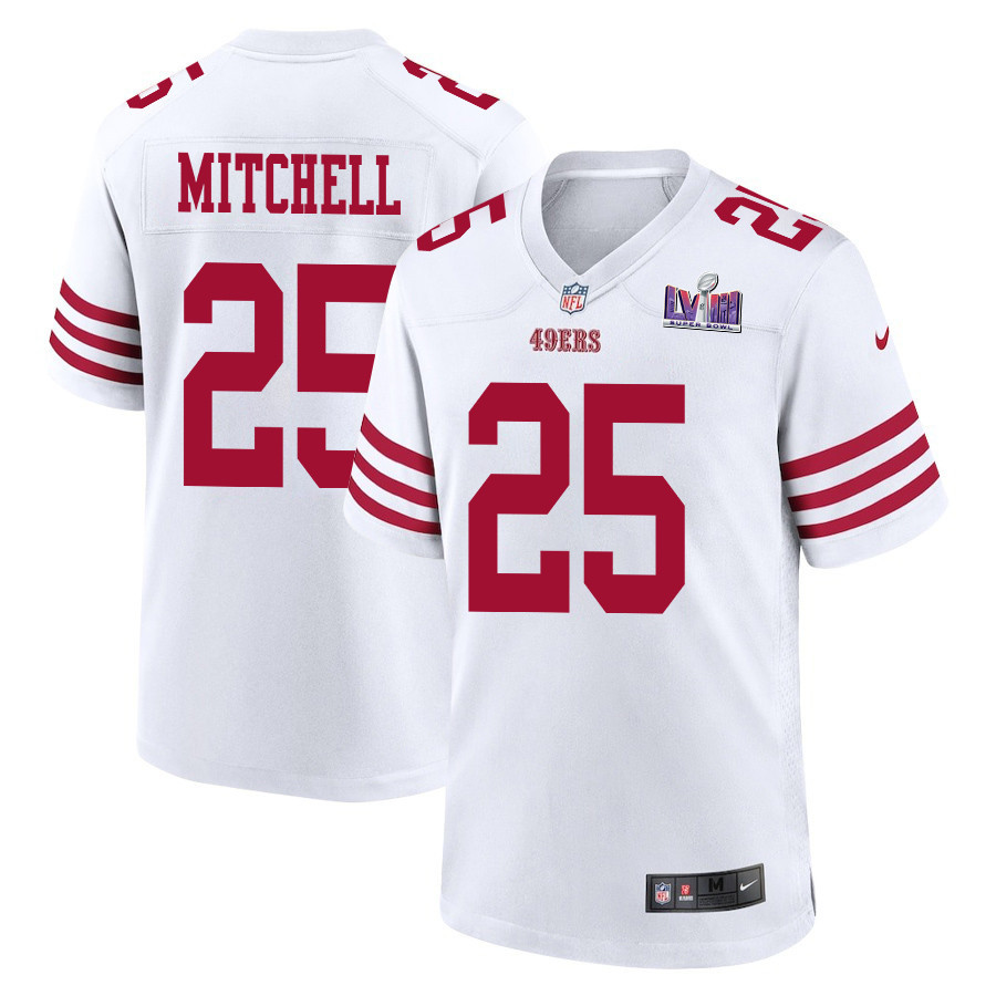 Elijah Mitchell #25 San Francisco 49ers Super Bowl LVIII Patch Game Jersey - Men's | White