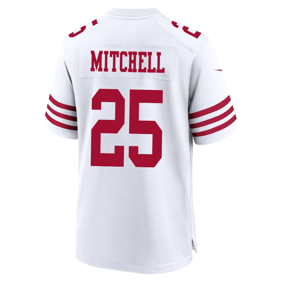 Elijah Mitchell #25 San Francisco 49ers Super Bowl LVIII Patch Game Jersey - Men's | White - Image 3