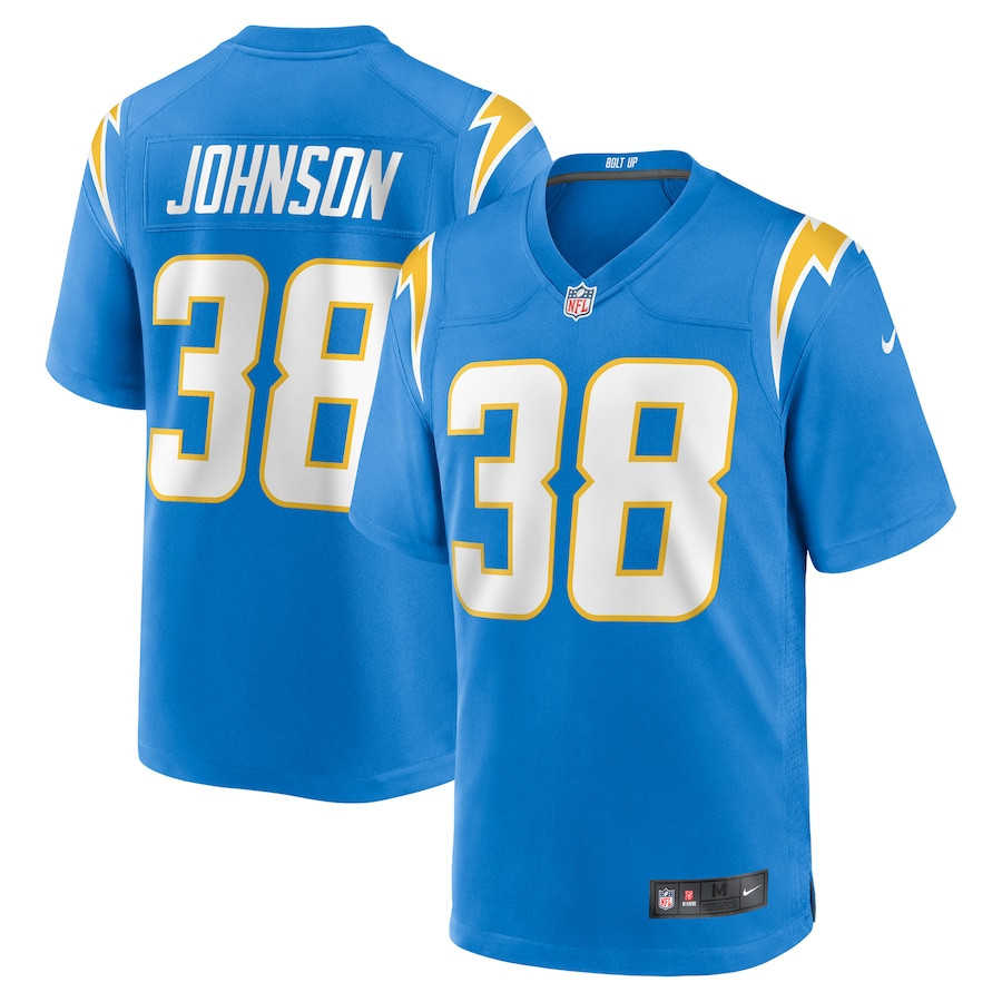 Emany Johnson #38 Los Angeles Chargers Game Jersey - Men's | Powder Blue
