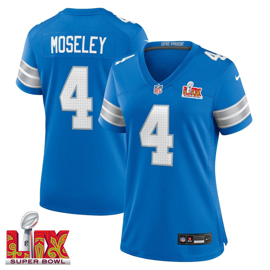 Emmanuel Moseley #4 Detroit Lions Super Bowl LIX Game Jersey - Women's | Blue