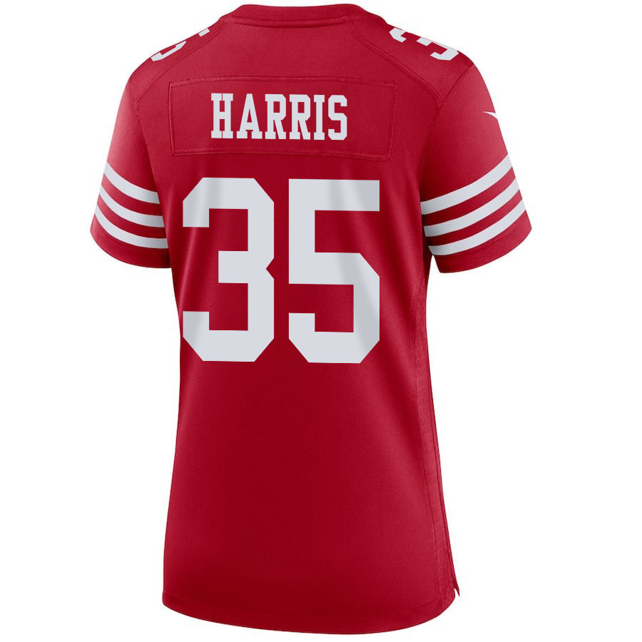 Erik Harris #35 San Francisco 49ers Super Bowl LVIII Patch Game Jersey - Women's | Scarlet - Image 3