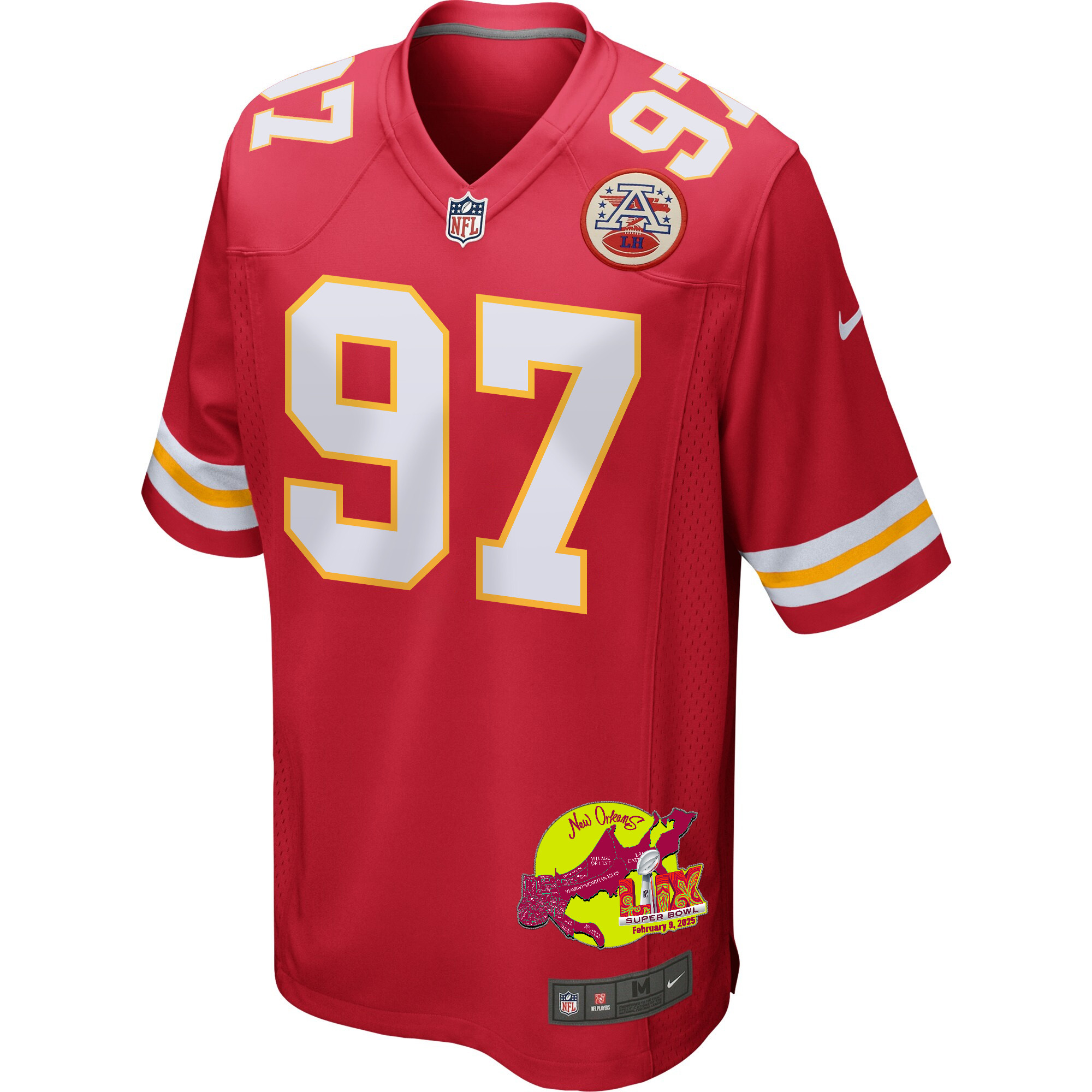 Felix Anudike-Uzomah #97 Kansas City Chiefs Super Bowl LIX Game Jersey - Men's | Red - Image 3