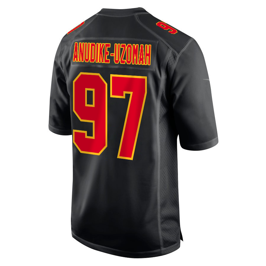 Felix Anudike-Uzomah #97 Kansas City Chiefs Super Bowl LVIII Champions 4 Stars Patch Game Jersey - Men's | Carbon Black - Image 3