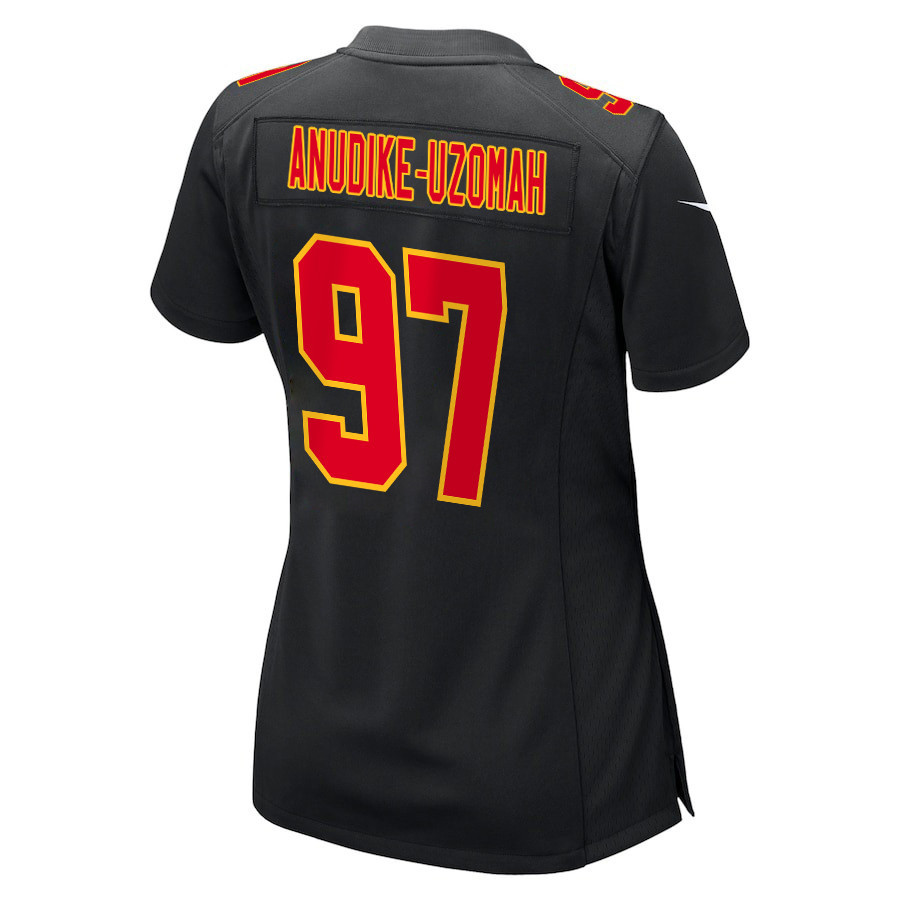 Felix Anudike-Uzomah #97 Kansas City Chiefs Super Bowl LVIII Champions 4 Stars Patch Game Jersey - Women's | Carbon Black - Image 3