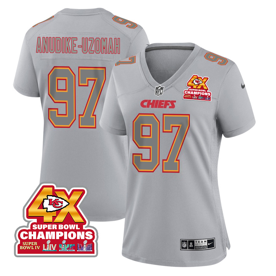 Felix Anudike-Uzomah #97 Kansas City Chiefs Super Bowl LVIII Champions 4X Game Jersey - Women's | Gray