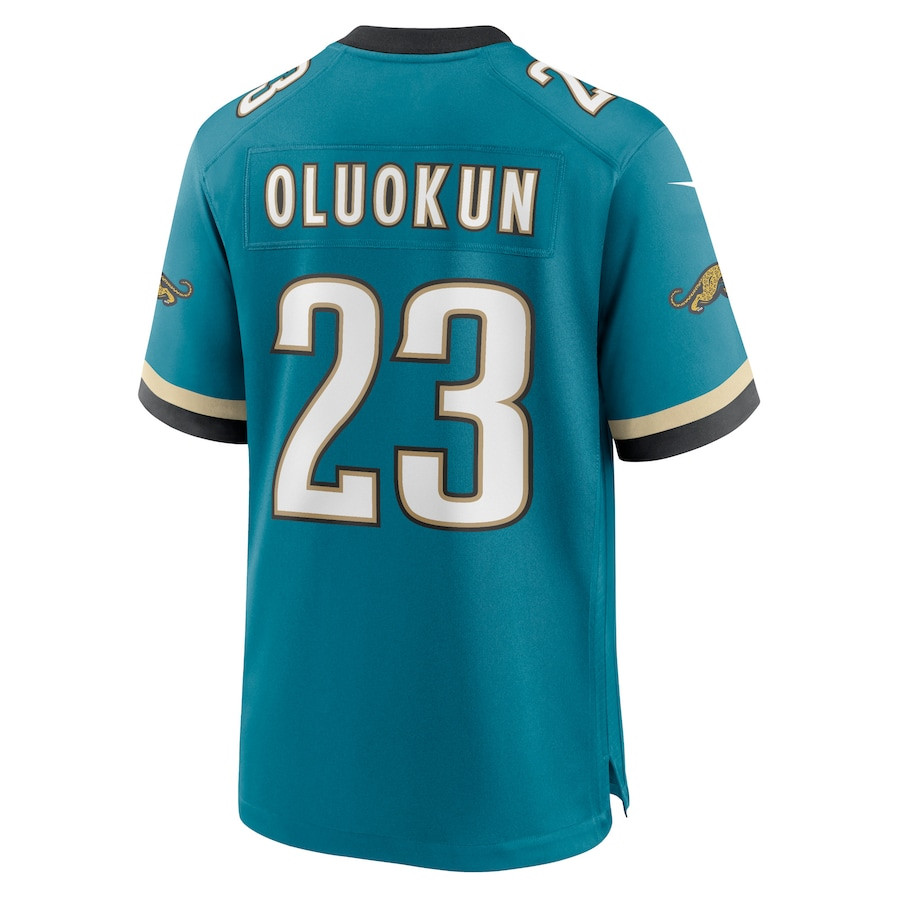 Foye Oluokun #23 Jacksonville Jaguars Throwback Game Jersey - Men's | Teal - Image 3