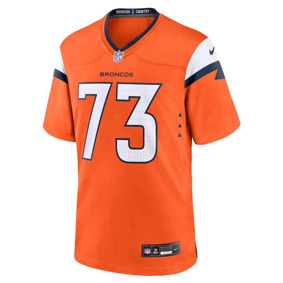Alternative view of Frank Crum #73 Denver Broncos Game Jersey - Men's | Orange