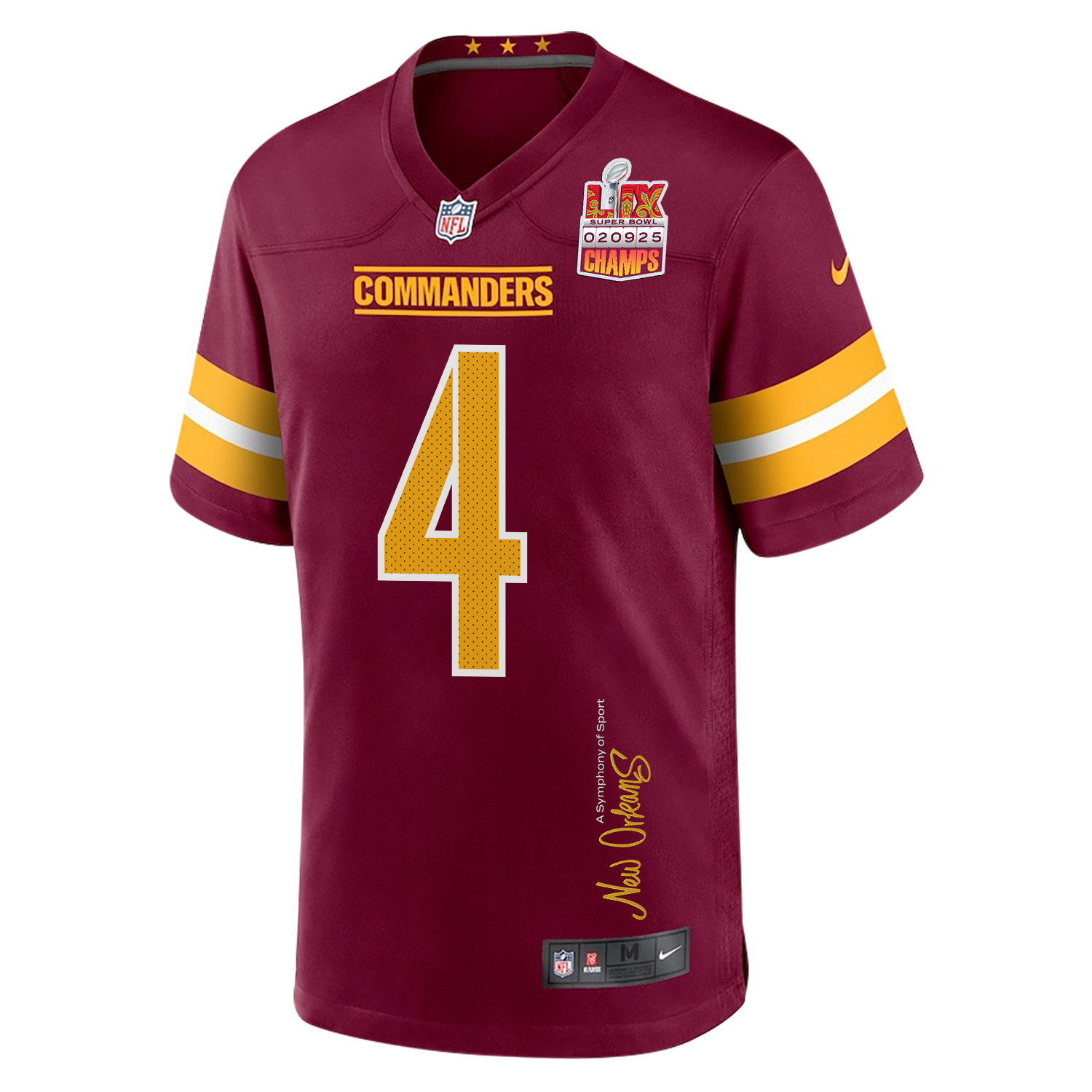 Frankie Luvu #4 Washington Commanders Super Bowl LIX Champions Patch Game Jersey - Men's | Burgundy - Image 3