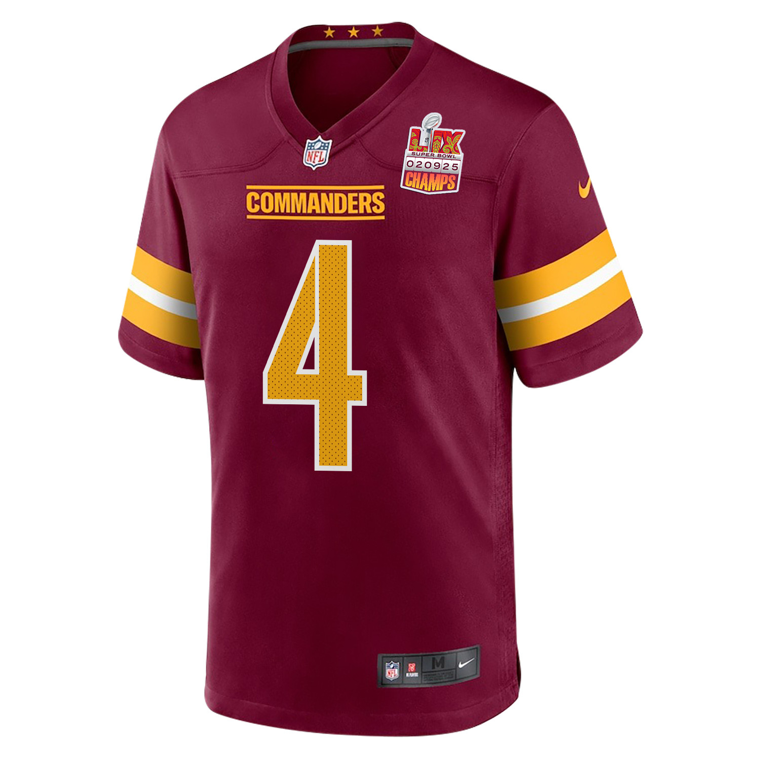 Frankie Luvu #4 Washington Commanders Super Bowl LIX Champions Patch Game Jersey - Men's | Burgundy - Image 3