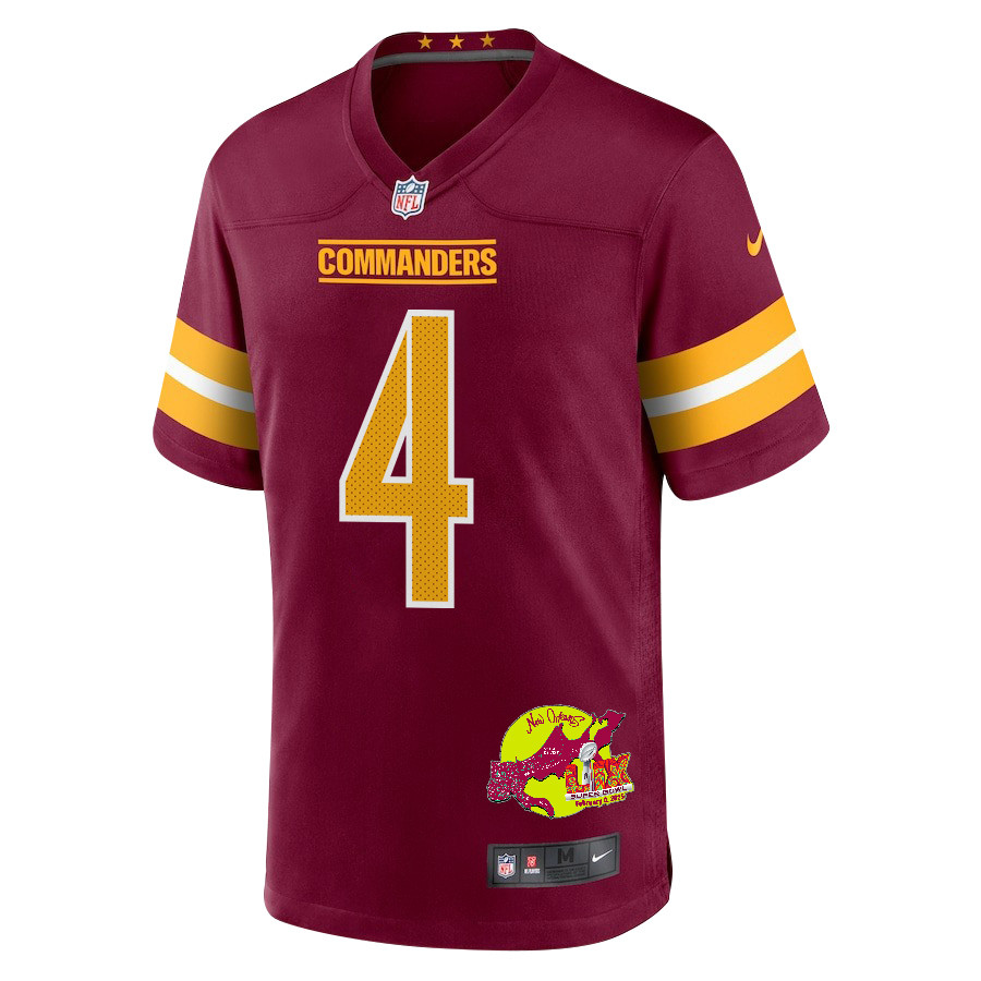 Frankie Luvu #4 Washington Commanders Super Bowl LIX Game Jersey - Men's | Burgundy - Image 3