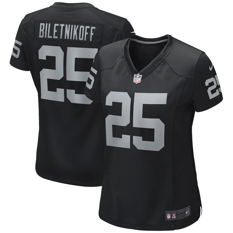 Fred Biletnikoff #25 Las Vegas Raiders Game Jersey - Women's | Black
