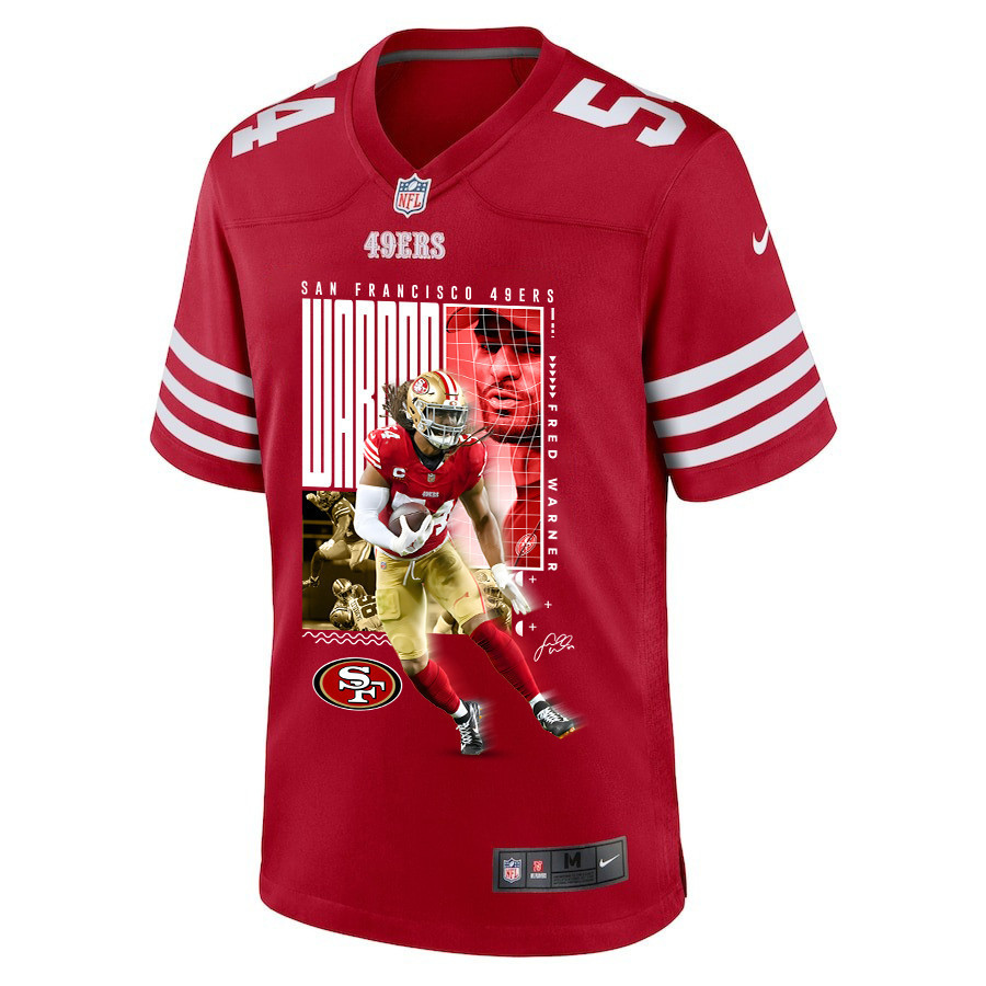 Alternative view of Fred Warner #54 San Francisco 49ers Game Jersey - Men's | Scarlet