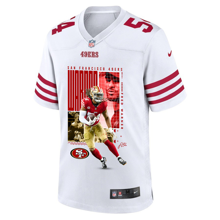 Alternative view of Fred Warner #54 San Francisco 49ers Game Jersey - Men's | White