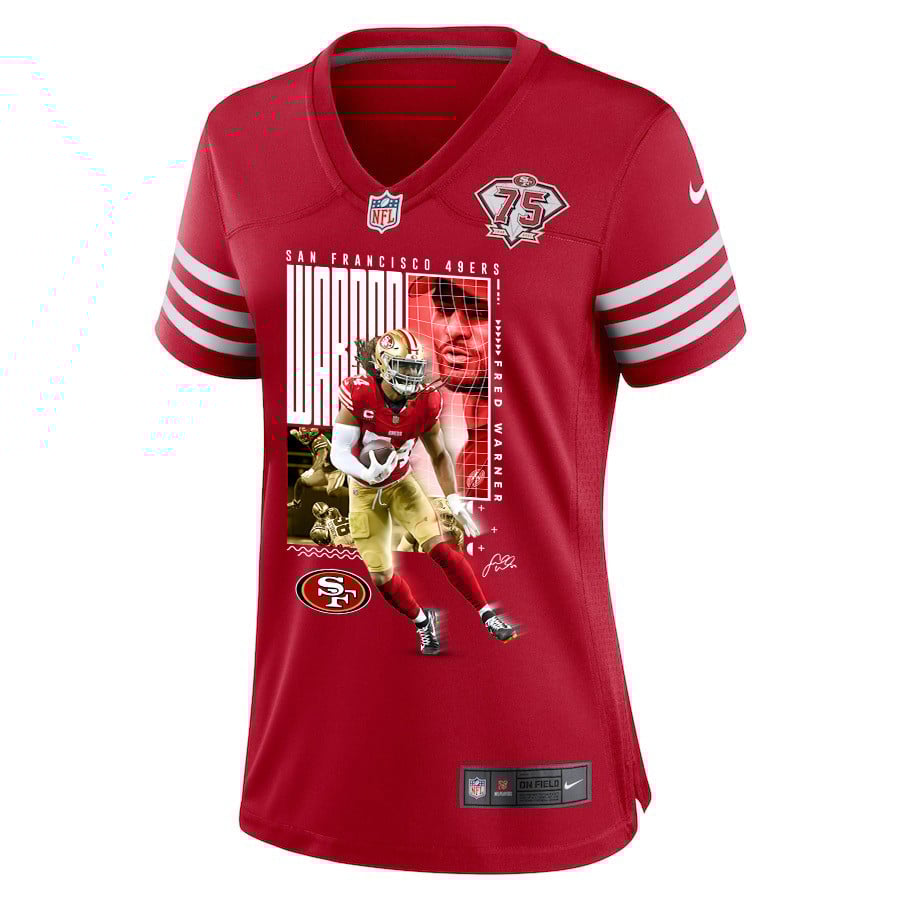 Alternative view of Fred Warner #54 San Francisco 49ers Game Jersey - Women's | Scarlet