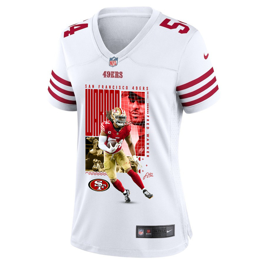 Alternative view of Fred Warner #54 San Francisco 49ers Game Jersey - Women's | White