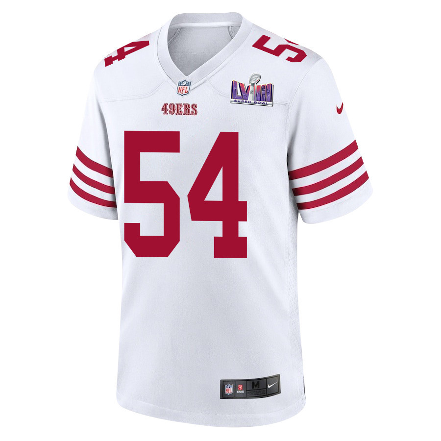 Alternative view of Fred Warner #54 San Francisco 49ers Super Bowl LVIII Patch Game Jersey - Men's | White