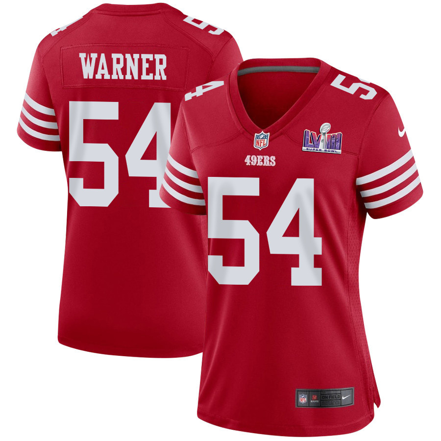 Fred Warner #54 San Francisco 49ers Super Bowl LVIII Patch Game Jersey - Women's | Scarlet