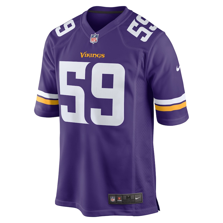 Alternative view of Gabriel Murphy #59 Minnesota Vikings Game Jersey - Men's | Purple