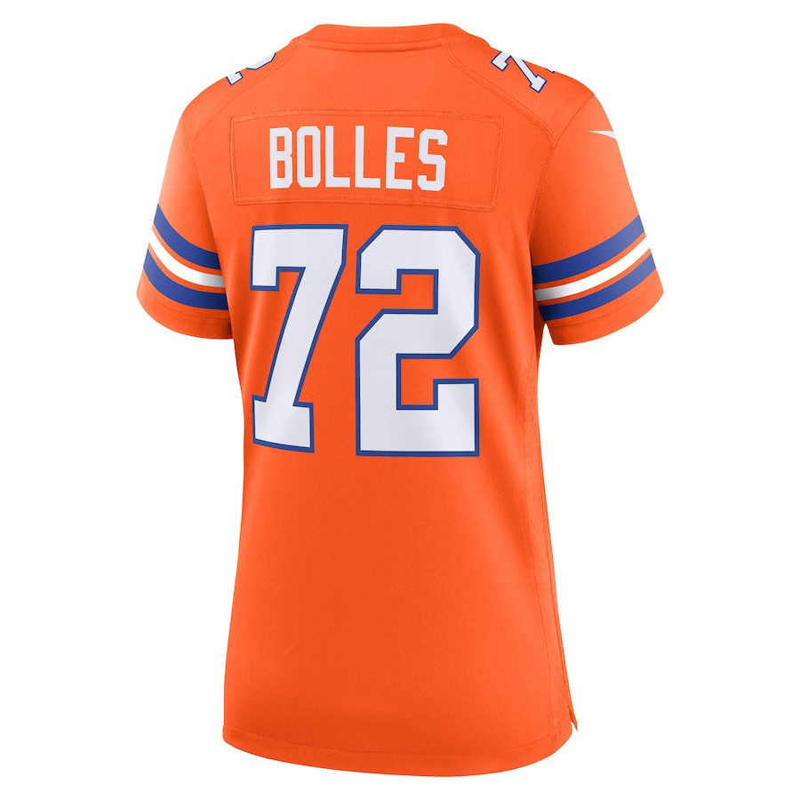 Garrett Bolles #72 Denver Broncos Throwback Game Jersey - Women's | Orange - Image 3