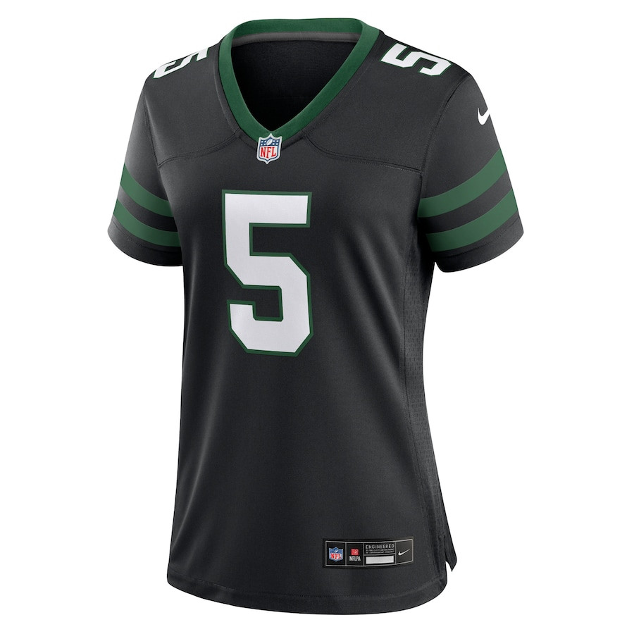 Alternative view of Garrett Wilson #5 New York Jets Alternate Game Jersey - Women's | Legacy Black