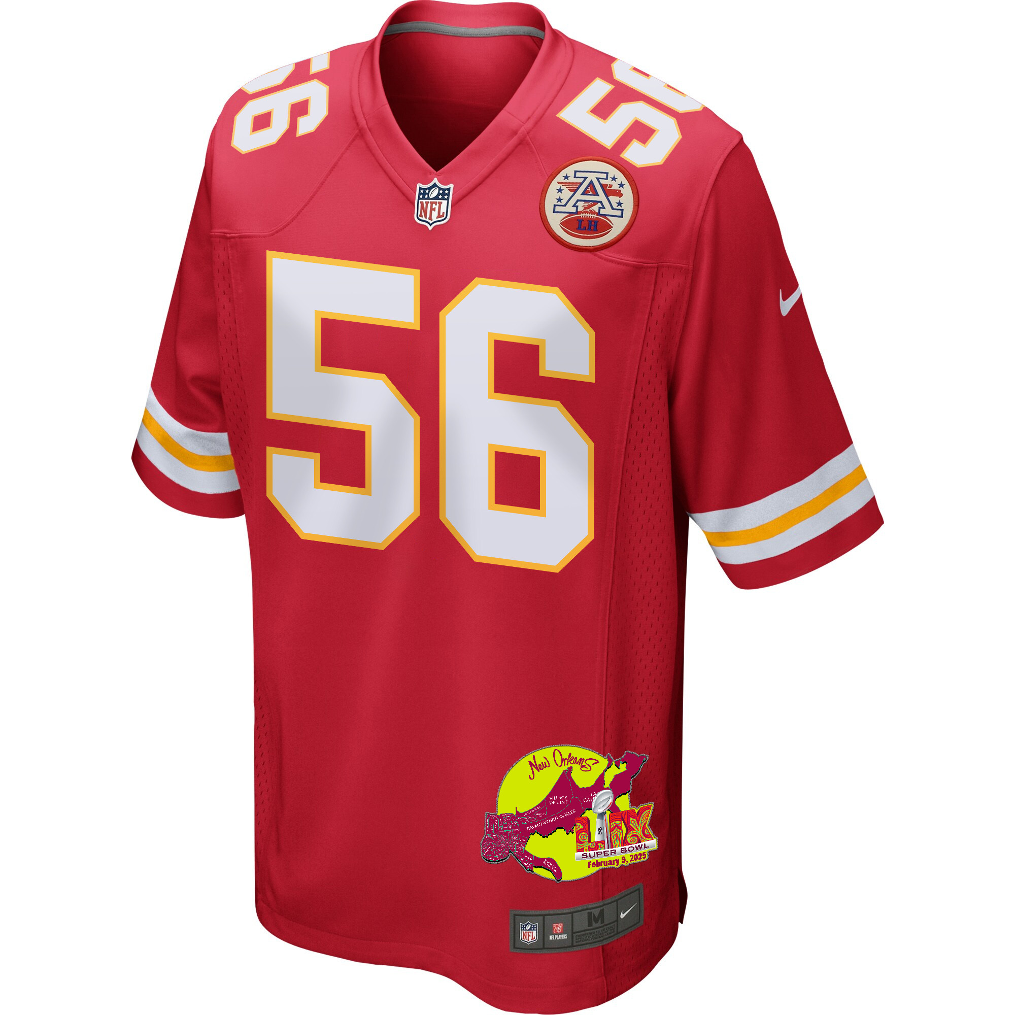 George Karlaftis #56 Kansas City Chiefs Super Bowl LIX Game Jersey - Men's | Red - Image 3