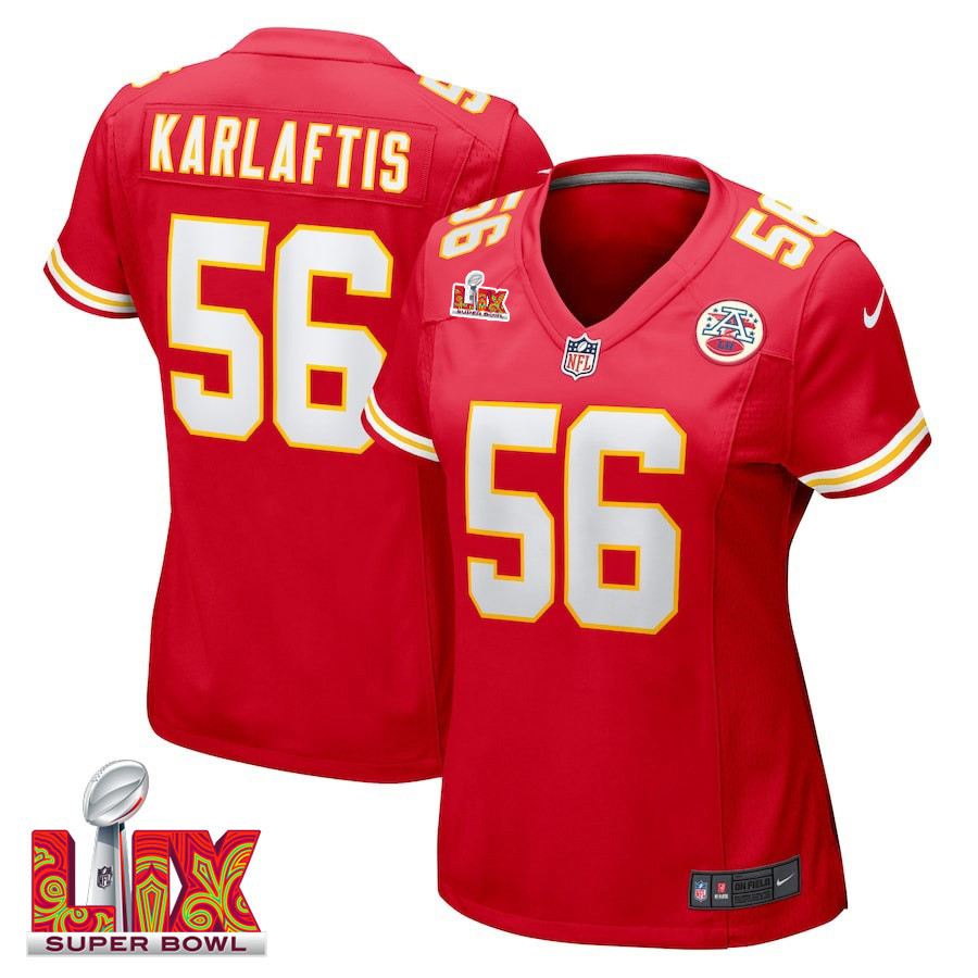 George Karlaftis #56 Kansas City Chiefs Super Bowl LIX Game Jersey - Women's | Red
