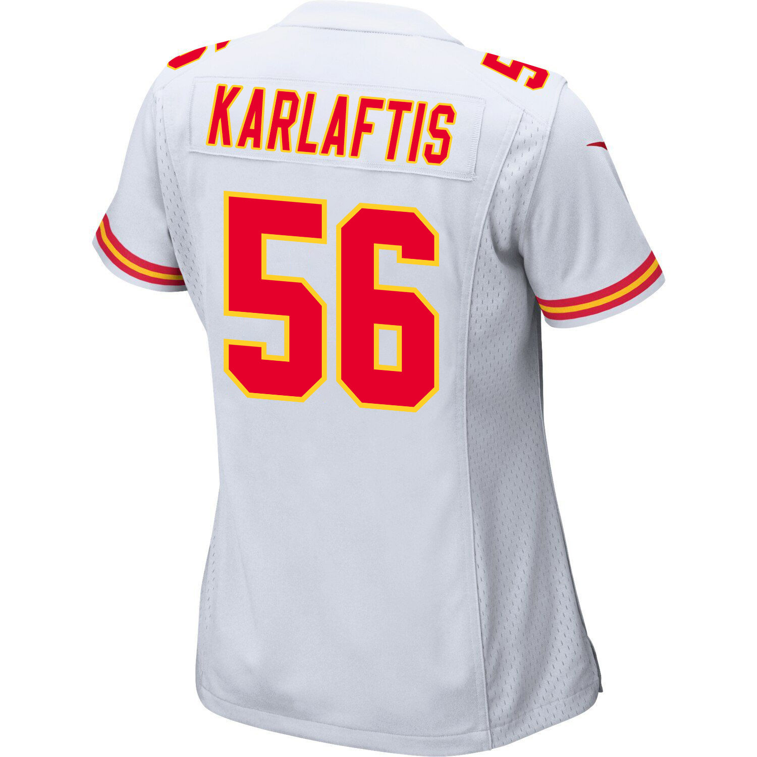 George Karlaftis #56 Kansas City Chiefs Super Bowl LVIII Champions 4 Stars Patch Game Jersey - Women's | White - Image 3