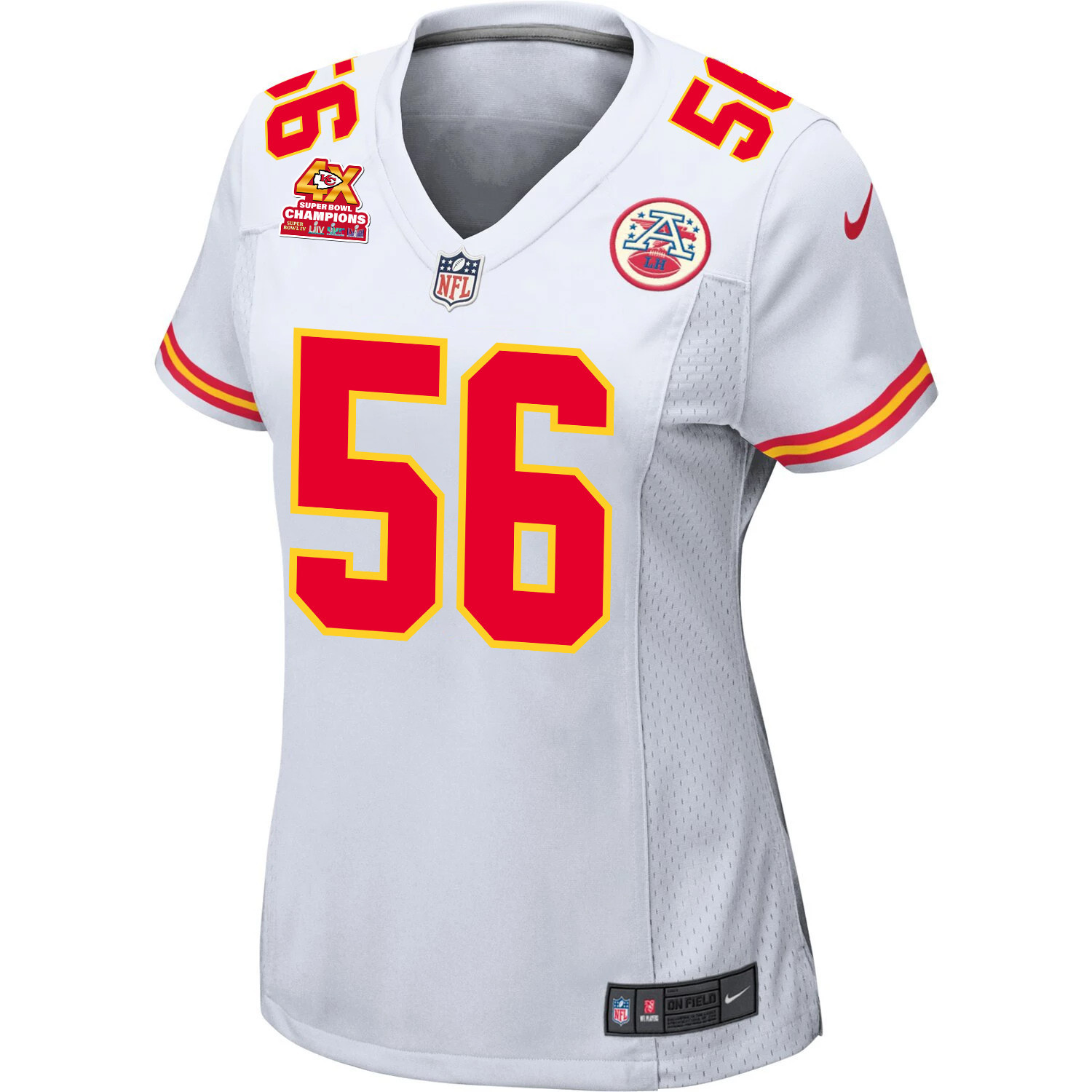 Alternative view of George Karlaftis #56 Kansas City Chiefs Super Bowl LVIII Champions 4X Game Jersey - Women's | White