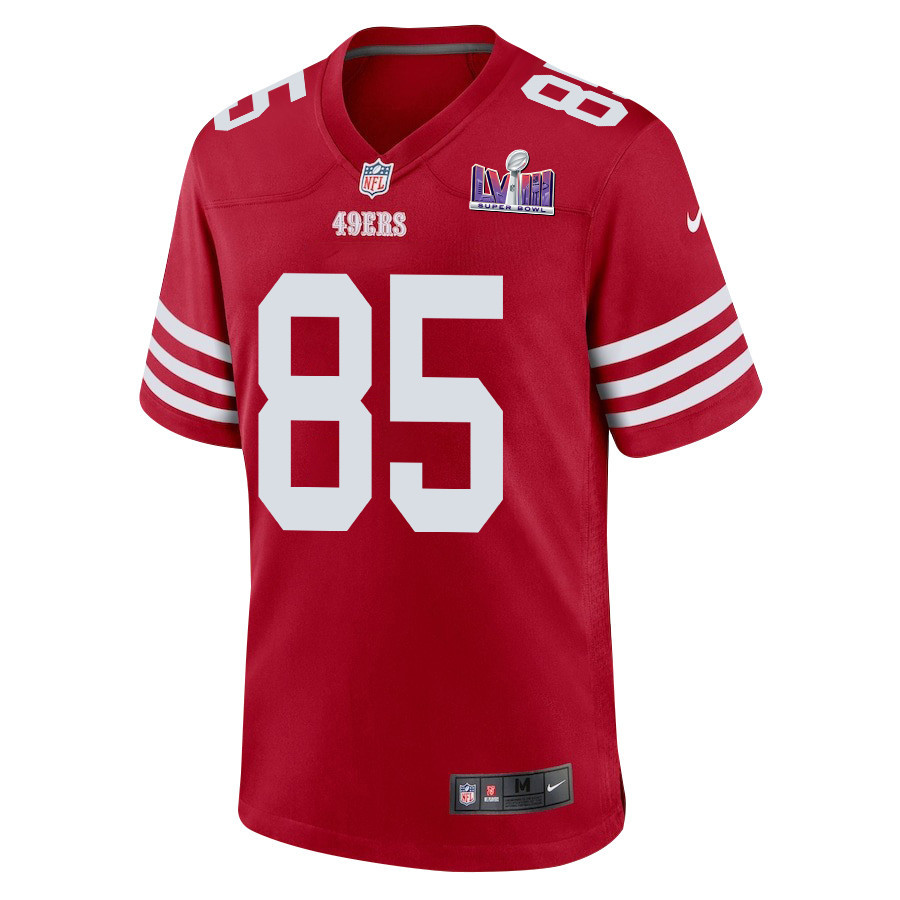 Alternative view of George Kittle #85 San Francisco 49ers Super Bowl LVIII Patch Game Jersey - Men's | Scarlet