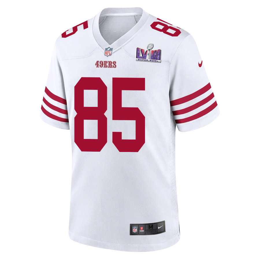 Alternative view of George Kittle #85 San Francisco 49ers Super Bowl LVIII Patch Game Jersey - Men's | White