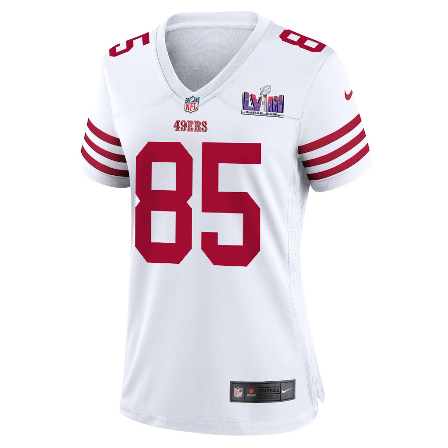 Alternative view of George Kittle #85 San Francisco 49ers Super Bowl LVIII Patch Game Jersey - Women's | White