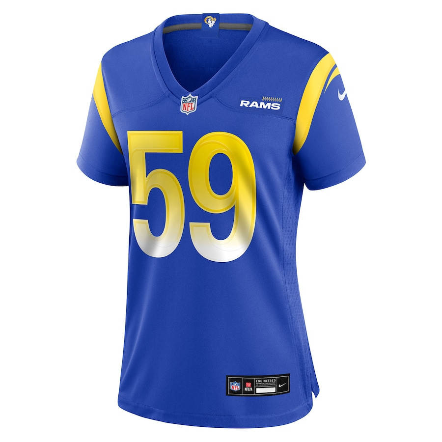 Alternative view of Geron Christian #59 Los Angeles Rams Game Jersey - Women's | Royal