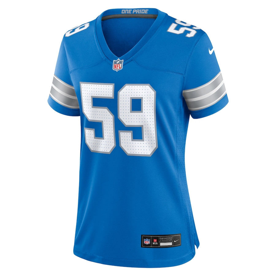 Alternative view of Giovanni Manu #59 Detroit Lions Game Jersey - Women's | Blue