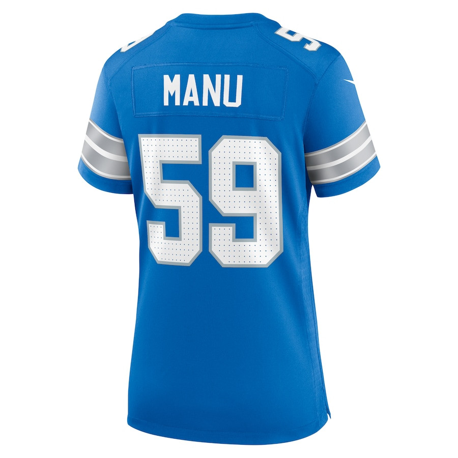 Giovanni Manu #59 Detroit Lions Game Jersey - Women's | Blue - Image 3