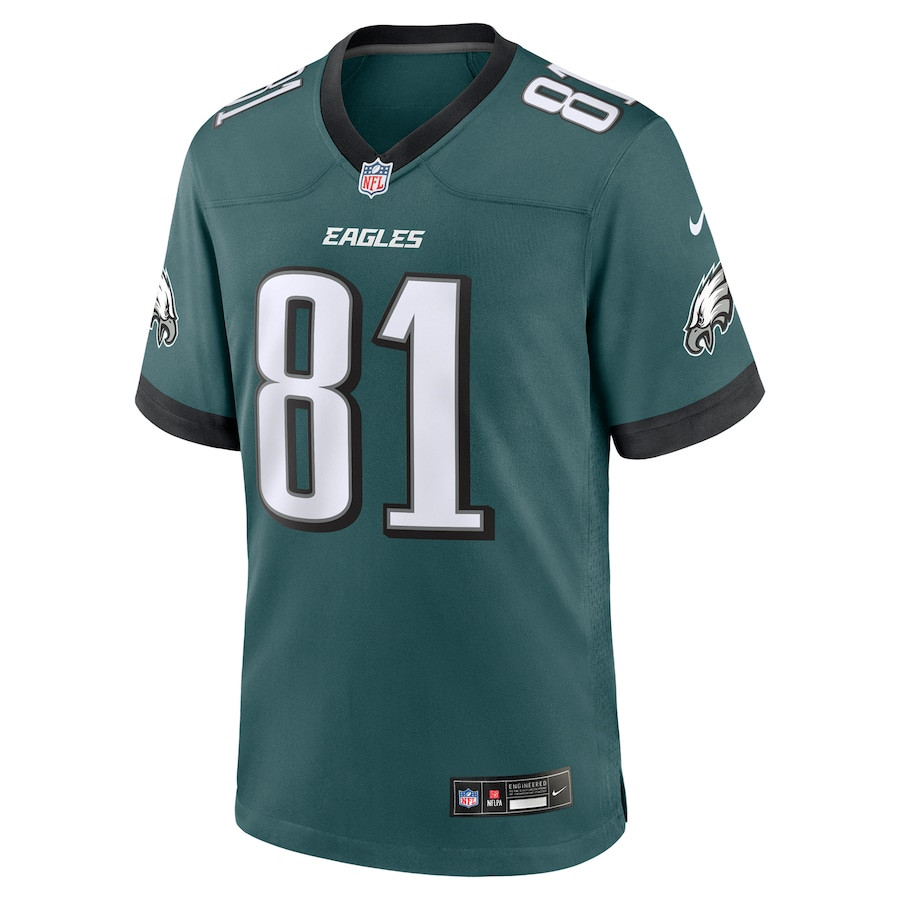 Alternative view of Grant Calcaterra #81 Philadelphia Eagles Game Jersey - Men's | Midnight Green