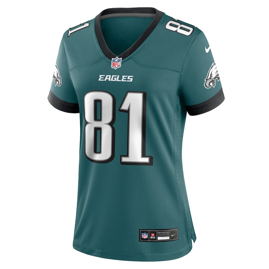 Alternative view of Grant Calcaterra #81 Philadelphia Eagles Game Jersey - Women's | Midnight Green