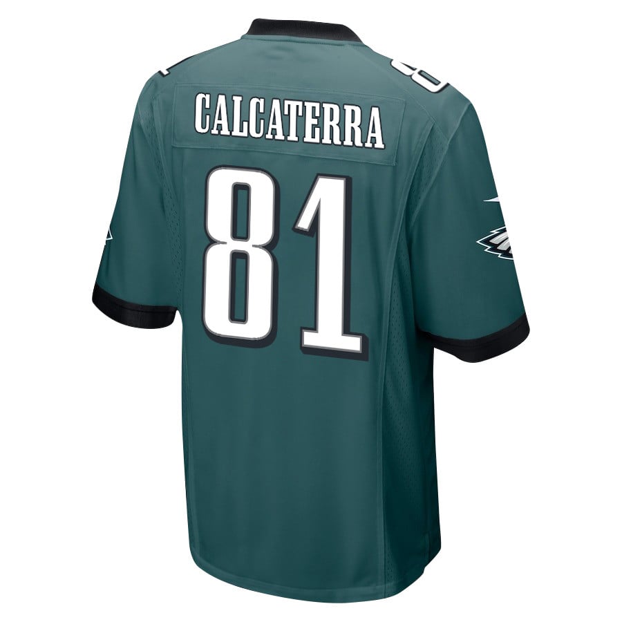 Alternative view of Grant Calcaterra #81 Philadelphia Eagles Super Bowl LIX Champions Patch Game Jersey - Men's | Midnight Green