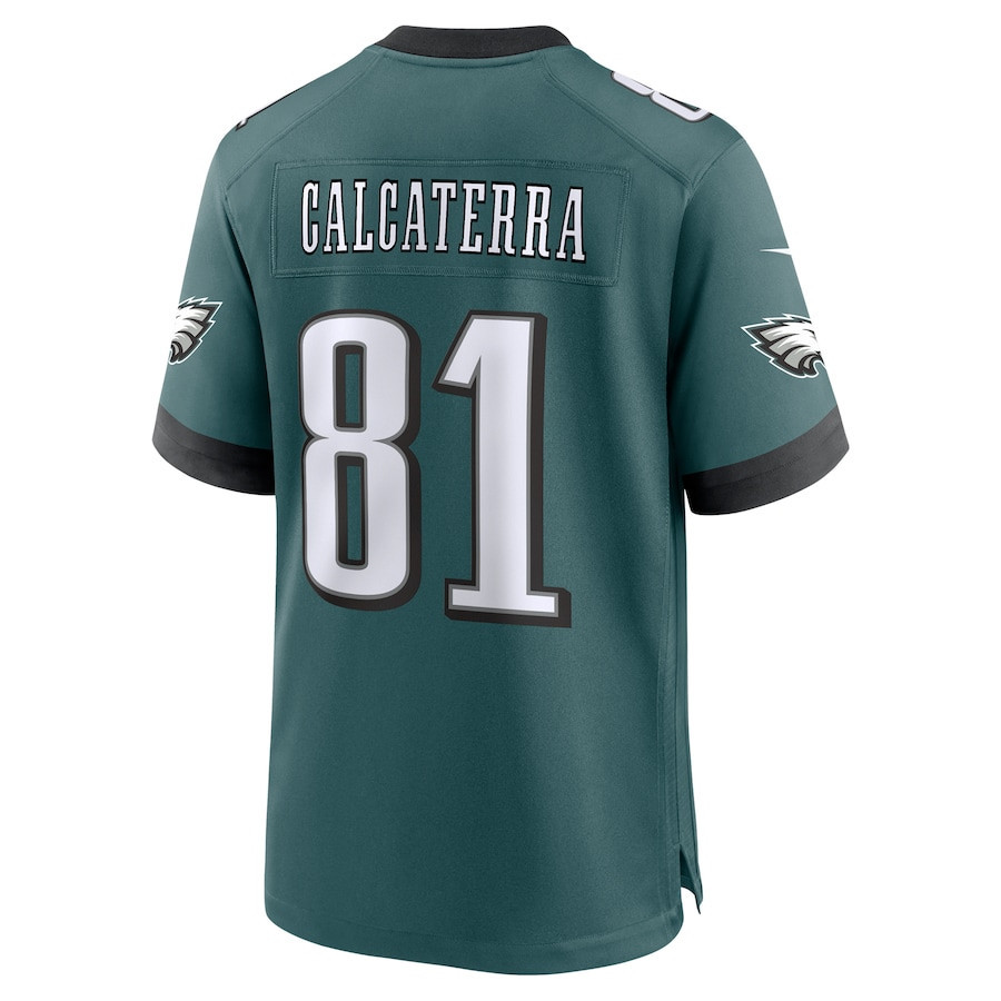 Grant Calcaterra #81 Philadelphia Eagles Super Bowl LIX Game Jersey - Men's | Midnight Green - Image 3