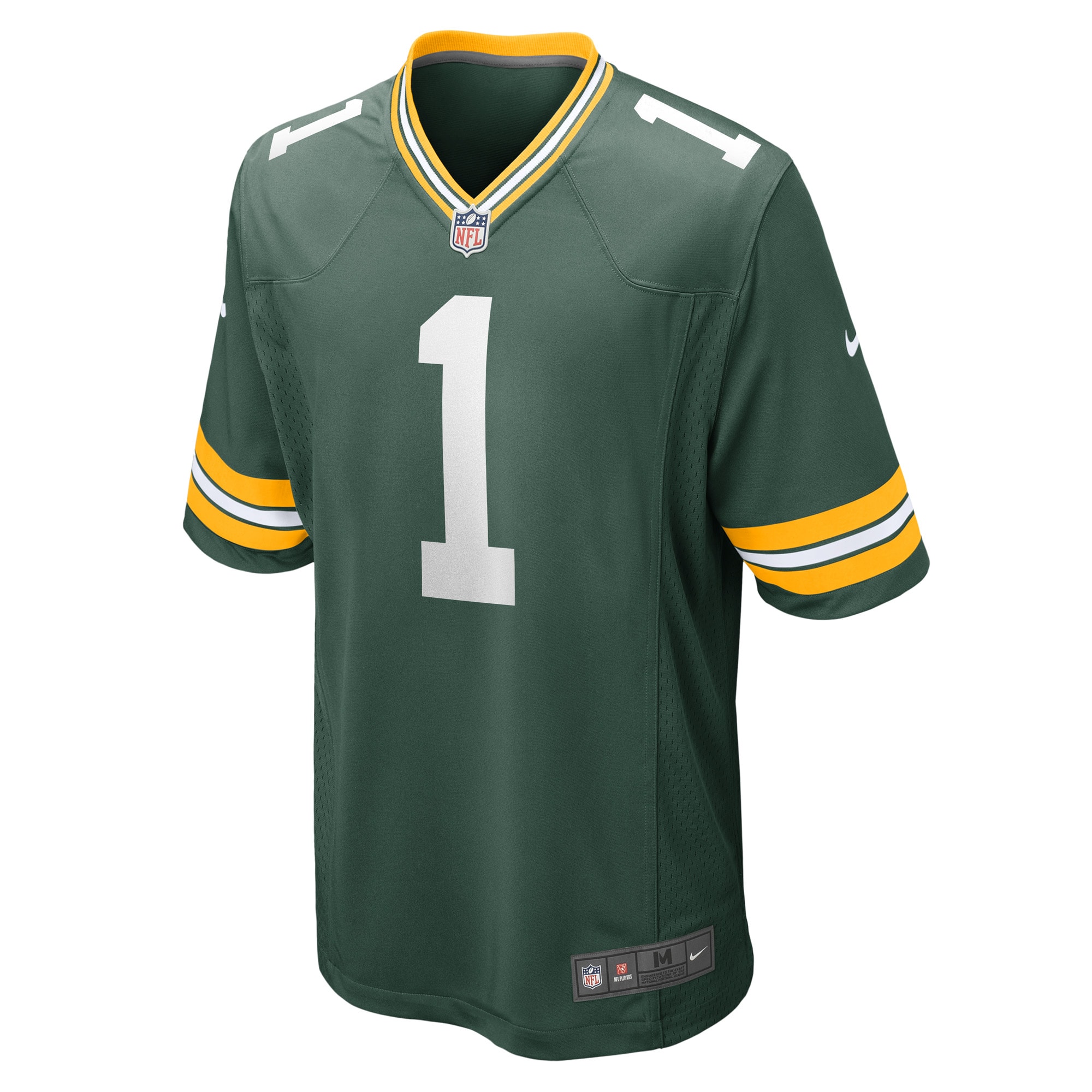 Alternative view of Green Bay Packers Number #1 Green Bay Packers Game Jersey - Men's