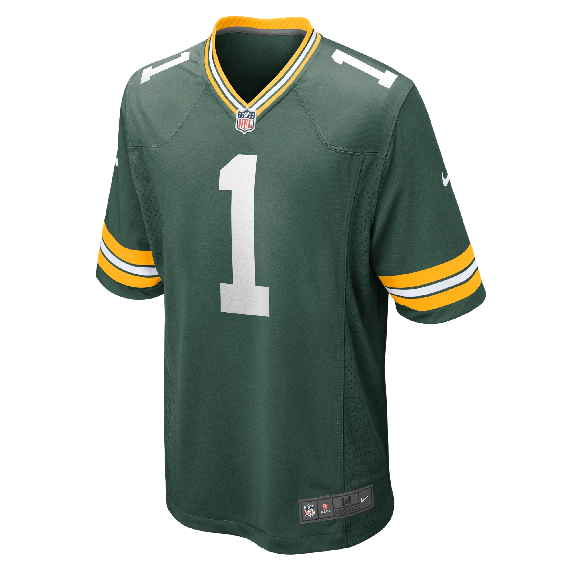 Alternative view of Green Bay Packers Number #1 Green Bay Packers Game Jersey - Men's