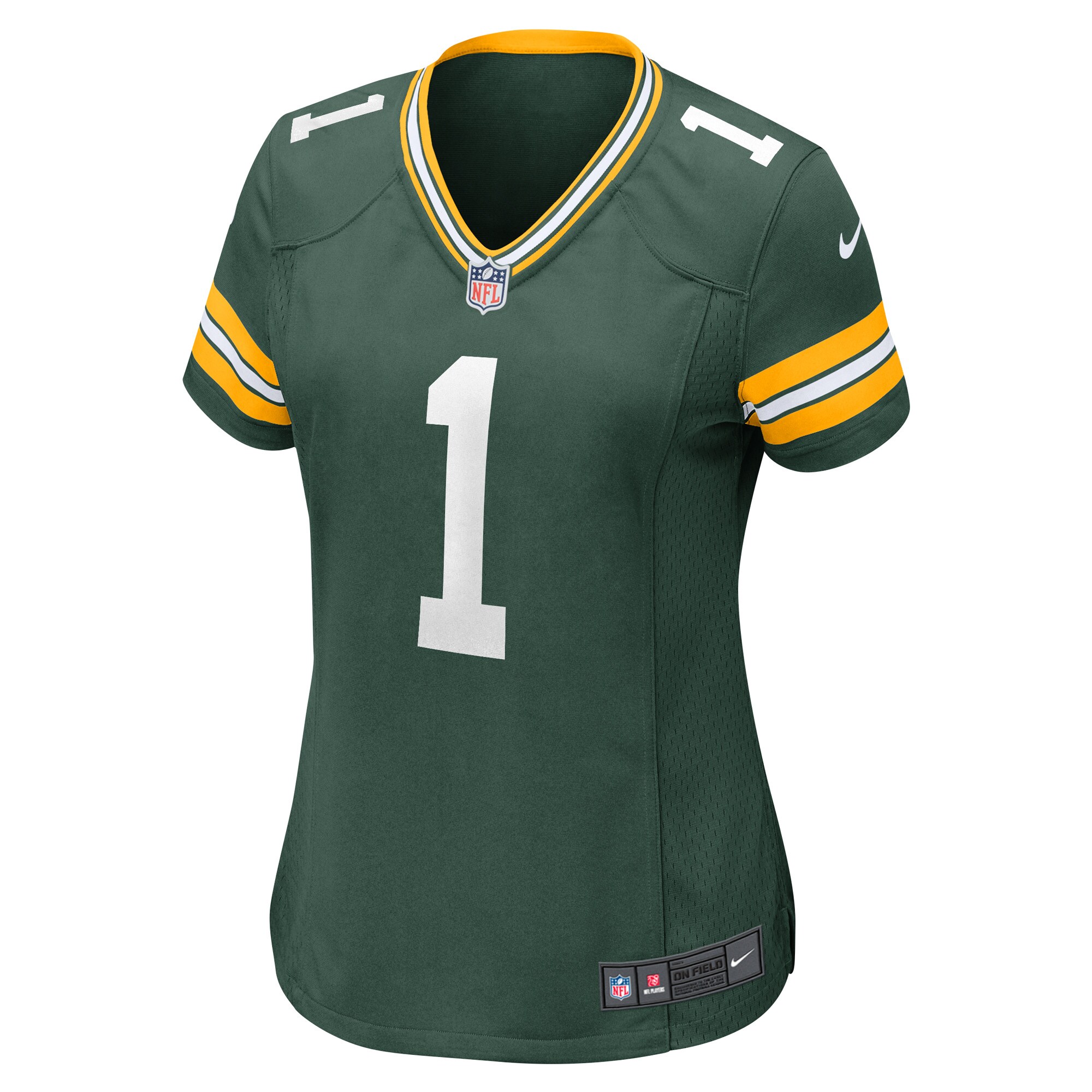 Alternative view of Green Bay Packers Number #1 Green Bay Packers Game Jersey - Women's