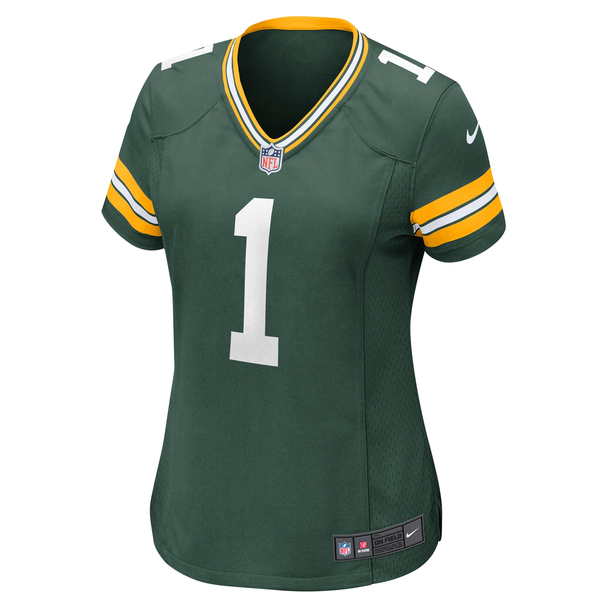 Alternative view of Green Bay Packers Number #1 Green Bay Packers Game Jersey - Women's