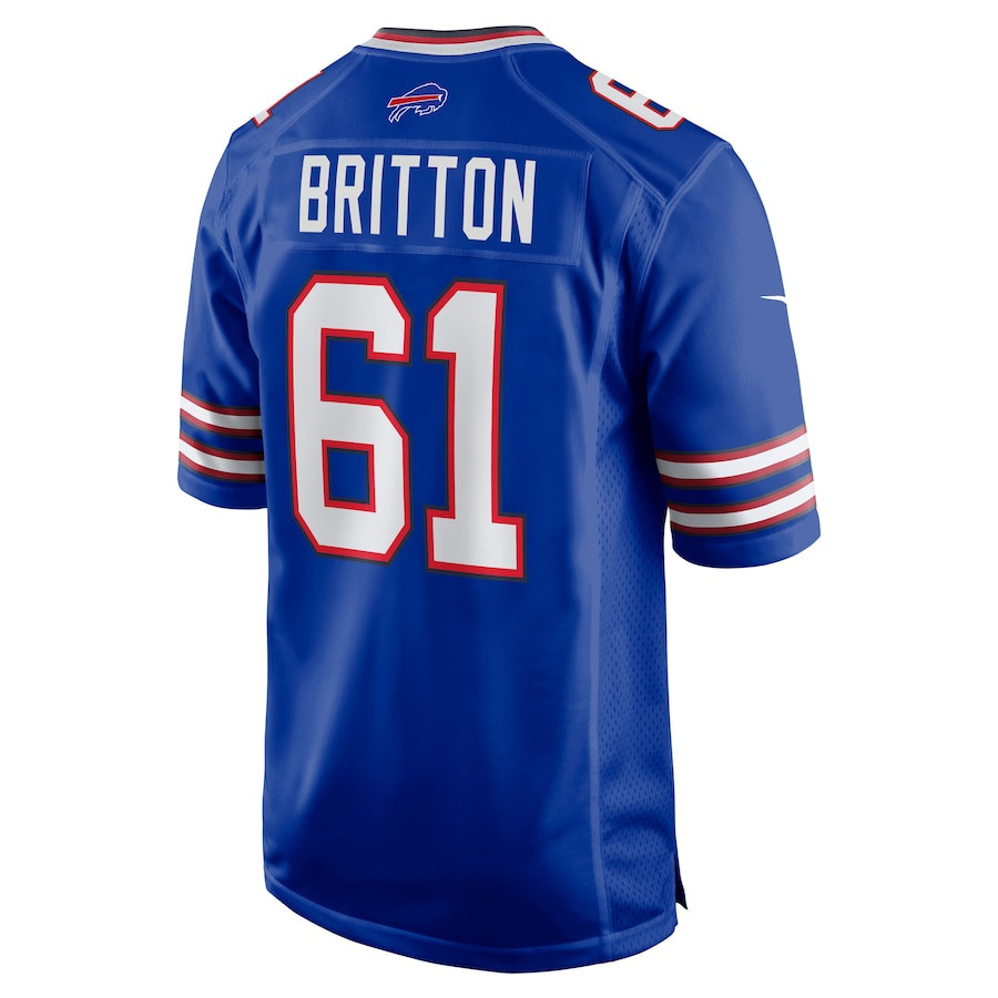 Gunner Britton #61 Buffalo Bills Game Jersey - Men's | Royal - Image 3