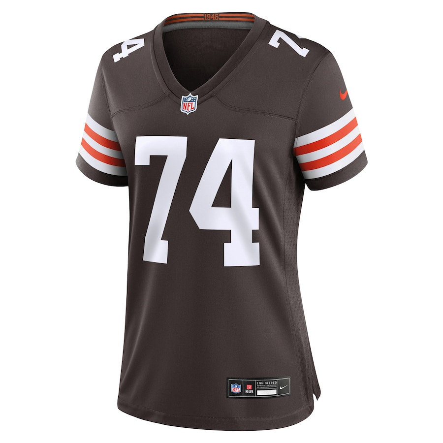 Alternative view of Hakeem Adeniji #74 Cleveland Browns Game Jersey - Women's | Brown